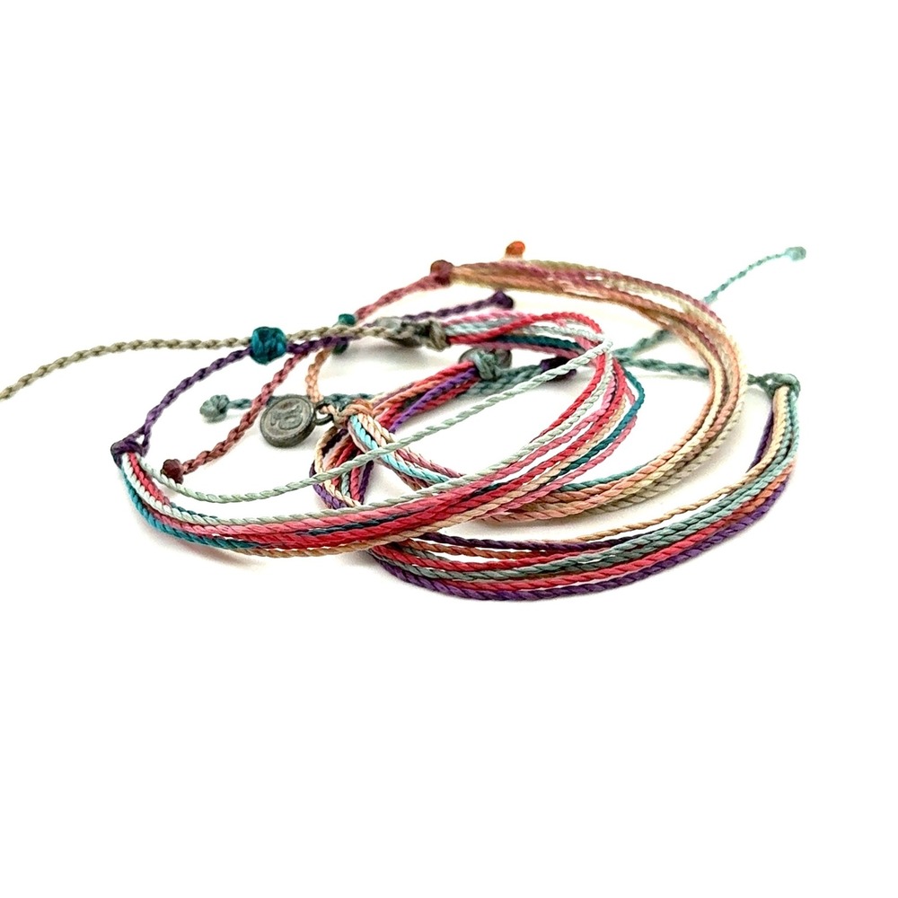 Pura Vida Multi Color String Bracelet Stack Boho Adjustable Charm Set of 3